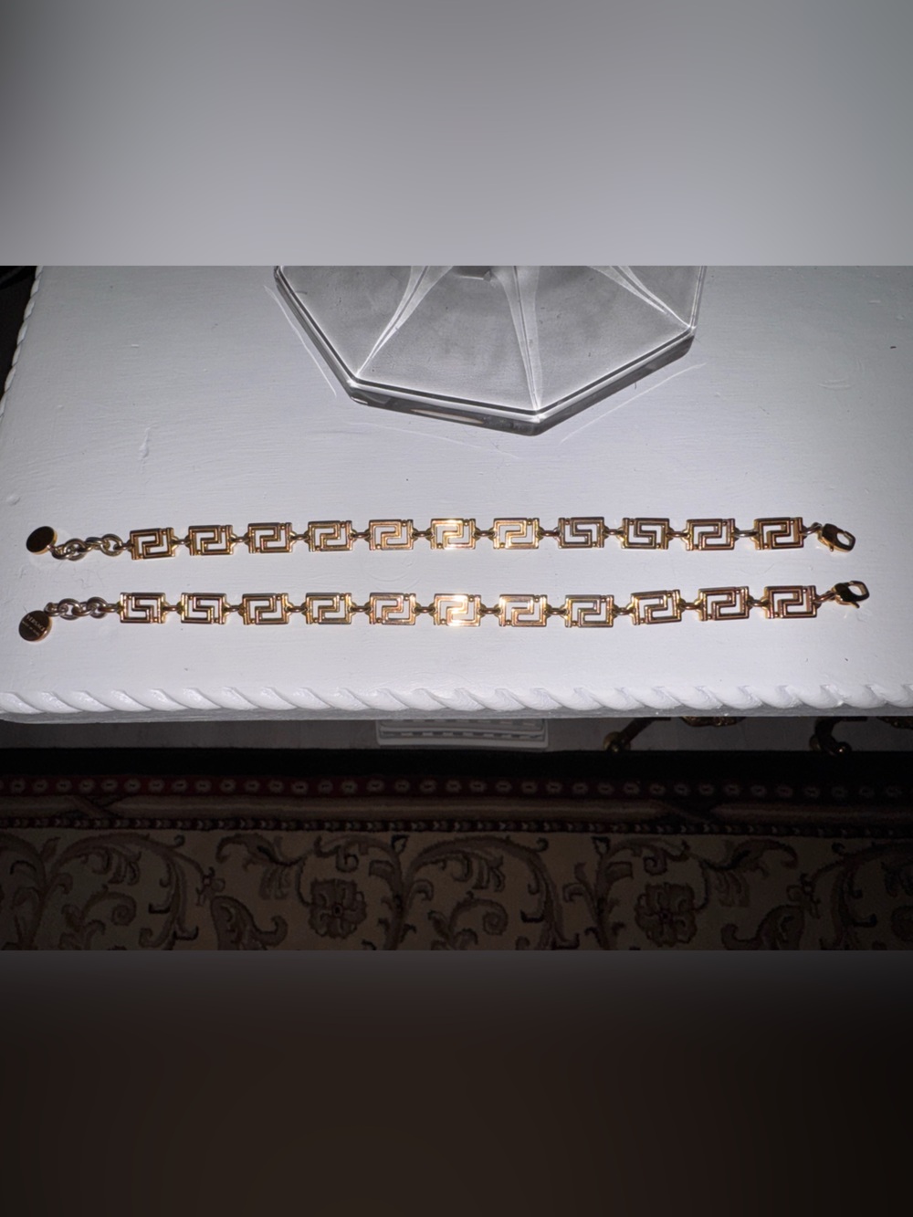 Versace Gold Grecamania Greek Key Link Bracelet Pair